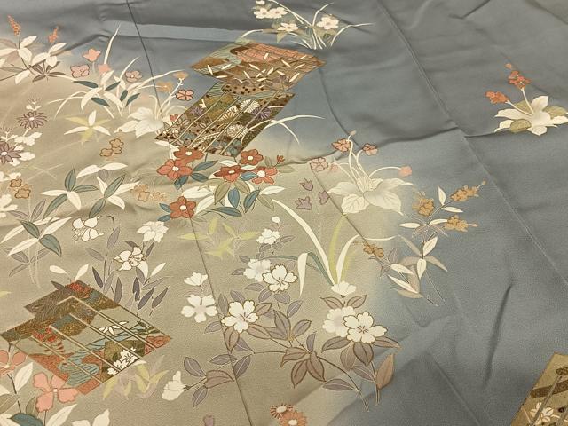 平和屋着物●訪問着 源氏香花文 暈し染め 金彩 正絹 逸品 AAAY6611zg