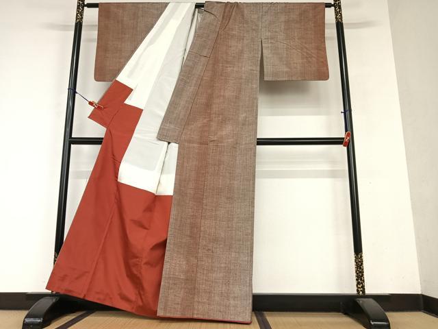 平和屋着物●上質な紬 縞 正絹 逸品 AAAY6613zg