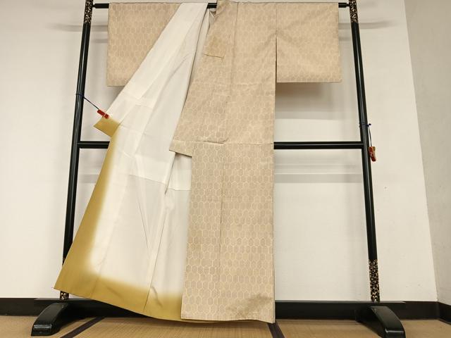 平和屋着物●上質な紬　亀甲文　正絹　逸品　AAAY6623zg