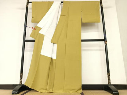 平和屋着物●上質な色無地 路考茶色 正絹 逸品 AAAY6639zg