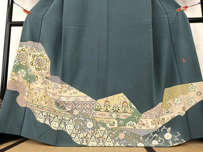 平和屋着物●訪問着 作家物 道長更紗花文 金彩 正絹 逸品 AAAY6640zg