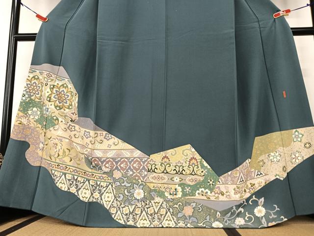 平和屋着物●訪問着 作家物 道長更紗花文 金彩 正絹 逸品 AAAY6640zg