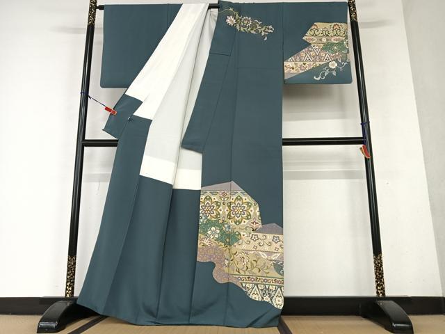 平和屋着物●訪問着 作家物 道長更紗花文 金彩 正絹 逸品 AAAY6640zg