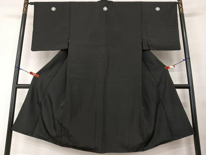 平和屋着物●男性　黒紋付　羽織・長襦袢(無双仕立て)セット　正絹　逸品　AAAY6647zg