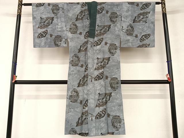 平和屋着物●男性　黒紋付　羽織・長襦袢(無双仕立て)セット　正絹　逸品　AAAY6647zg
