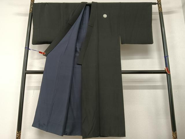 平和屋着物●男性 黒紋付 羽織・長襦袢(袷)セット 正絹 逸品 AAAY6649zg