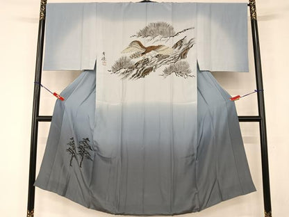 平和屋着物●男性 黒紋付 羽織・長襦袢(袷)セット 正絹 逸品 AAAY6649zg