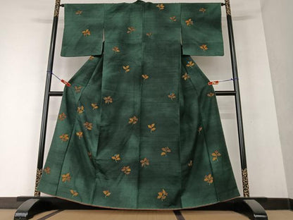 平和屋着物●上質な小紋　紬地　手描き　南天花文　暈し染め　正絹　逸品　未使用　AAAY6655zg