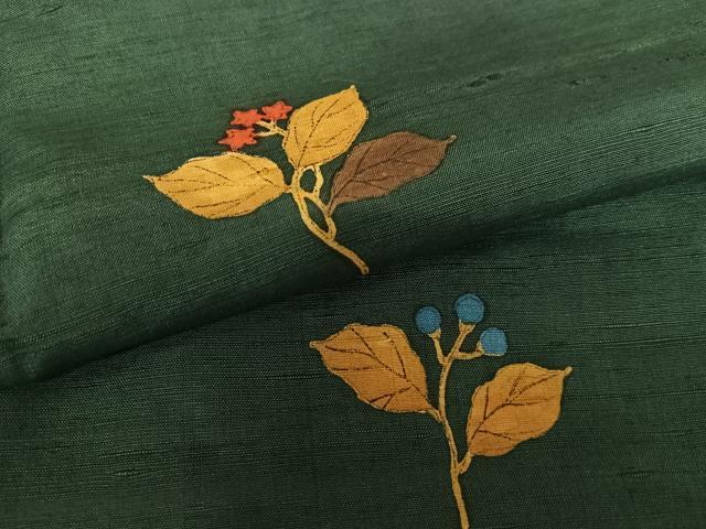 平和屋着物●上質な小紋　紬地　手描き　南天花文　暈し染め　正絹　逸品　未使用　AAAY6655zg