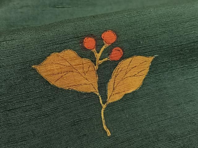 平和屋着物●上質な小紋　紬地　手描き　南天花文　暈し染め　正絹　逸品　未使用　AAAY6655zg