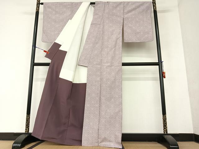 平和屋着物●結城紬　麻の葉文様　正絹　逸品　AAAY6657zg