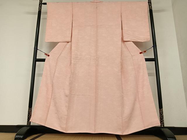 平和屋着物●上質な色無地 流水草花地紋 宍色 正絹 逸品 未使用 AAAY6666zg