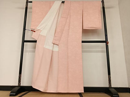 平和屋着物●上質な色無地 流水草花地紋 宍色 正絹 逸品 未使用 AAAY6666zg
