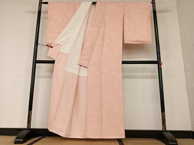 平和屋着物●上質な色無地 流水草花地紋 宍色 正絹 逸品 未使用 AAAY6666zg