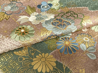 平和屋着物●訪問着 駒刺繍 絞り 草花文 暈し染め 金彩 正絹 逸品 AAAY6676zg