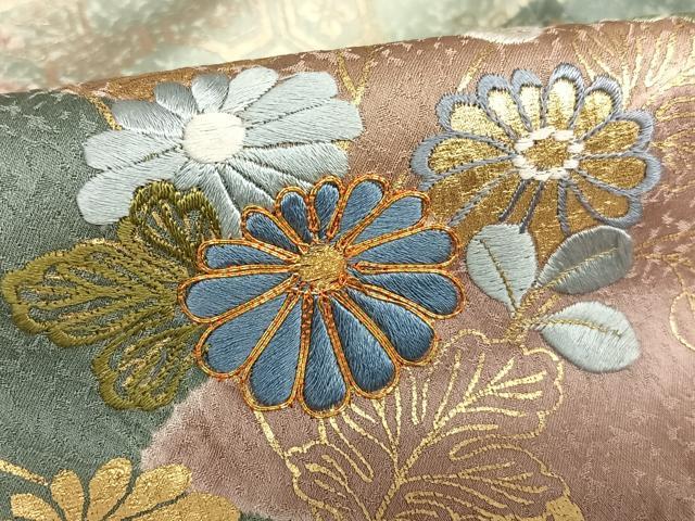 平和屋着物●訪問着 駒刺繍 絞り 草花文 暈し染め 金彩 正絹 逸品 AAAY6676zg