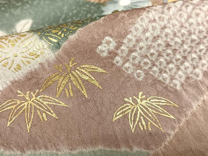 平和屋着物●訪問着 駒刺繍 絞り 草花文 暈し染め 金彩 正絹 逸品 AAAY6676zg