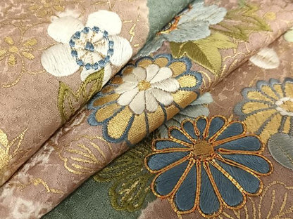平和屋着物●訪問着 駒刺繍 絞り 草花文 暈し染め 金彩 正絹 逸品 AAAY6676zg