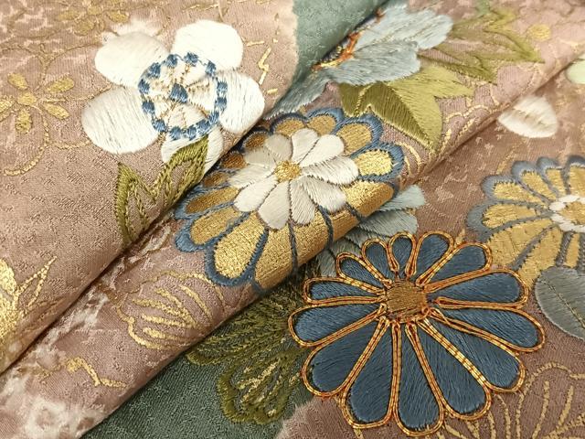 平和屋着物●訪問着 駒刺繍 絞り 草花文 暈し染め 金彩 正絹 逸品 AAAY6676zg