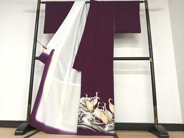平和屋着物●金彩友禅　卓越技能者・名工・和田光正　色留袖　立波群鶴文　金彩　正絹　逸品　AAAY6680zg