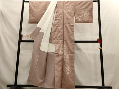 平和屋着物■訪問着　紬地　ろうけつ染め　草花文　正絹　逸品　AAAY7027iu