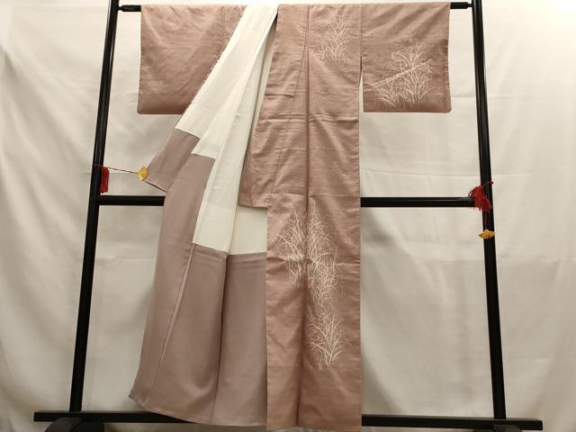 平和屋着物■訪問着　紬地　ろうけつ染め　草花文　正絹　逸品　AAAY7027iu