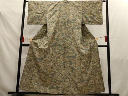 平和屋着物■上質な紬　風景樹林文　正絹　逸品　AAAY7039iu