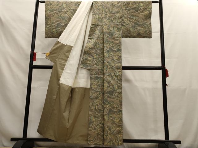 平和屋着物■上質な紬　風景樹林文　正絹　逸品　AAAY7039iu