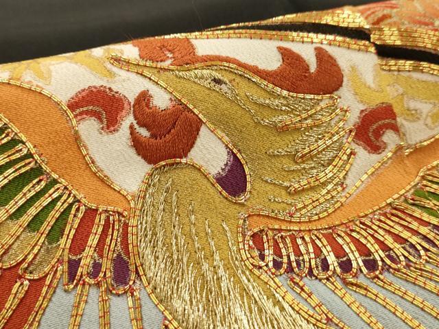 平和屋着物■豪華黒留袖　駒刺繍　地紙鳳凰花文　金彩　正絹　逸品　AAAY7058iu