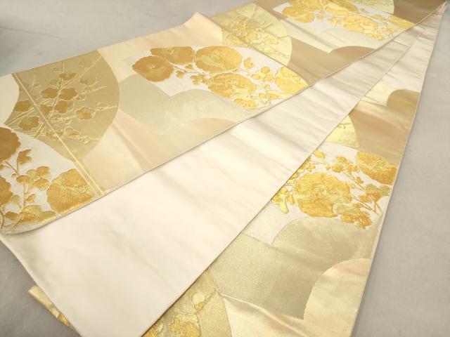 平和屋着物◎六通柄袋帯 地紙重ね花文 金糸 正絹 逸品 AAAY7081sg