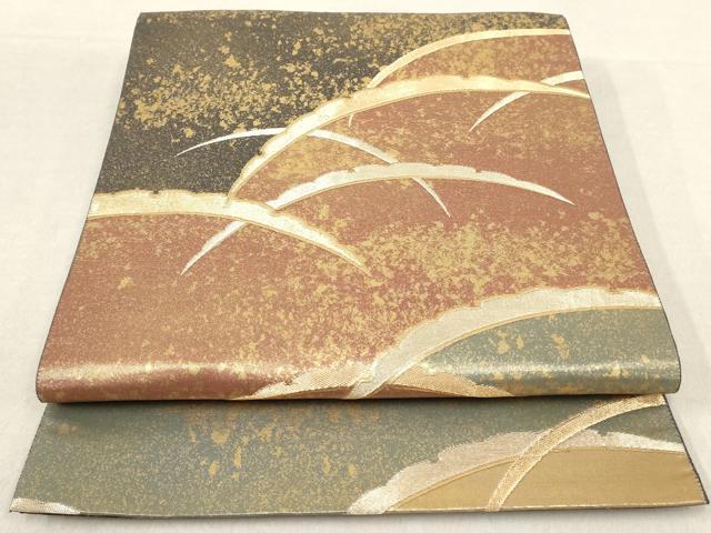 平和屋着物◎六通柄袋帯　雪芝文　金糸　引箔　正絹　逸品　AAAY7082sg