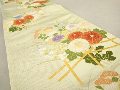 平和屋着物◎六通柄袋帯　唐織　草花文　金糸　正絹　逸品　AAAY7087sg