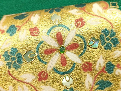 平和屋着物●螺鈿作家 藤本隆士 和装小物 振袖用帯締め・帯揚げセット 更紗花文 金糸 金彩 撚り房 正絹 逸品 未使用 AAAY7095ay