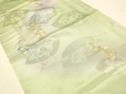 平和屋着物●和装小物　帯締め・帯揚げセット　草花文　暈し染め　金糸　金彩　正絹　逸品　未使用　AAAY7096ay