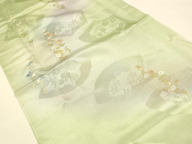 平和屋着物●和装小物　帯締め・帯揚げセット　草花文　暈し染め　金糸　金彩　正絹　逸品　未使用　AAAY7096ay