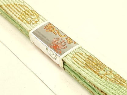 平和屋着物●和装小物　帯締め・帯揚げセット　草花文　暈し染め　金糸　金彩　正絹　逸品　未使用　AAAY7096ay
