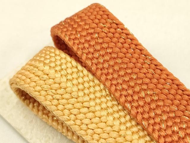 平和屋着物●和装小物　帯締め・帯揚げセット　流水草花文　暈し染め　金糸　金銀彩　逸品　未使用　AAAY7117ay