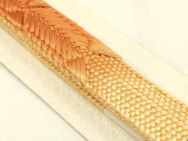 平和屋着物●和装小物　帯締め・帯揚げセット　流水草花文　暈し染め　金糸　金銀彩　逸品　未使用　AAAY7117ay