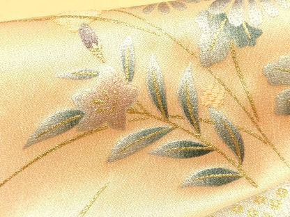 平和屋着物●和装小物　帯締め・帯揚げセット　流水草花文　暈し染め　金糸　金銀彩　逸品　未使用　AAAY7117ay