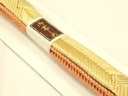平和屋着物●和装小物　帯締め・帯揚げセット　枝垂れ花舞葉文　暈し染め　金糸　金彩　逸品　未使用　AAAY7120ay