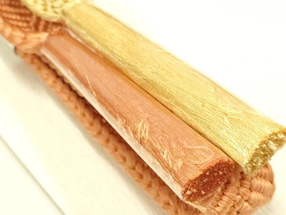 平和屋着物●和装小物　帯締め・帯揚げセット　枝垂れ花舞葉文　暈し染め　金糸　金彩　逸品　未使用　AAAY7120ay