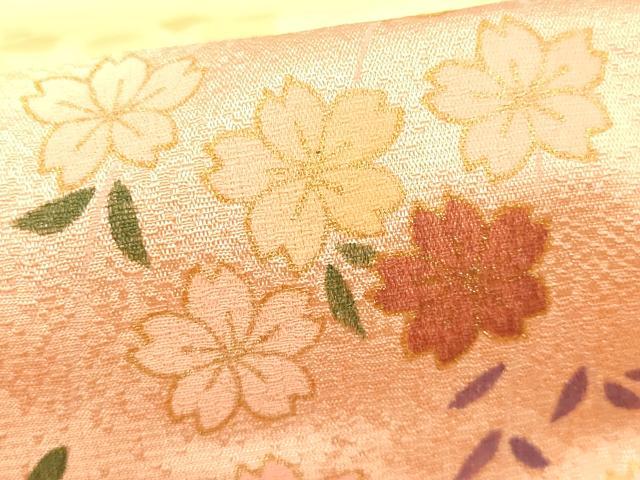 平和屋着物●和装小物　帯締め・帯揚げセット　枝垂れ花舞葉文　暈し染め　金糸　金彩　逸品　未使用　AAAY7120ay
