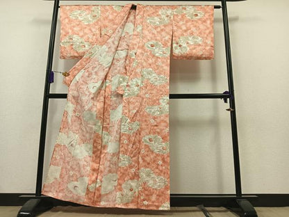 平和屋着物▽上質な小紋 単衣 雲取り風景花文 金彩 正絹 逸品 AAAY7241jh
