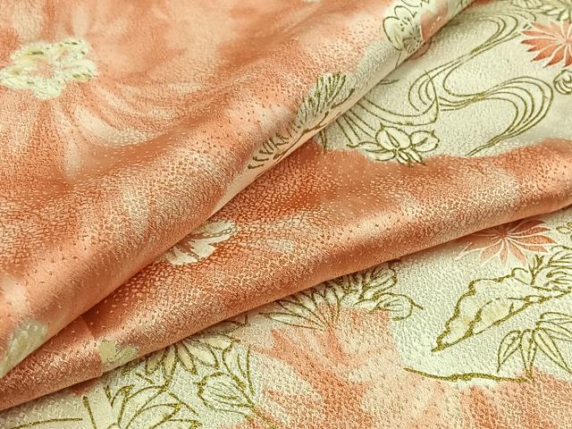 平和屋着物▽上質な小紋 単衣 雲取り風景花文 金彩 正絹 逸品 AAAY7241jh