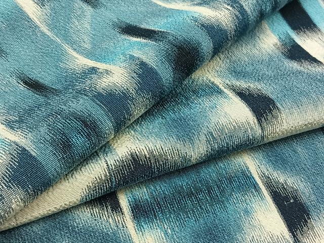 平和屋着物▽お召 単衣 幾何学文様 正絹 逸品 AAAY7245jh