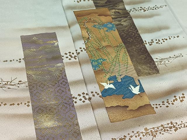 平和屋着物▽訪問着 単衣 色紙吉祥文 暈し染め 金彩 正絹 逸品 AAAY7247jh
