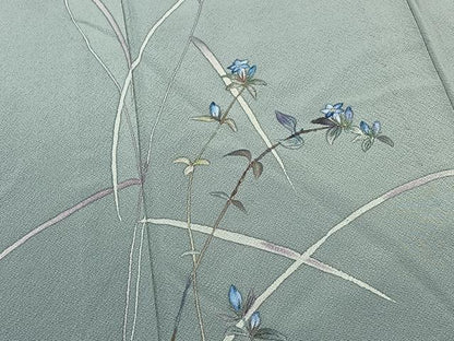 平和屋着物▽訪問着 単衣 手描き 枝花文 正絹 逸品 AAAY7248jh