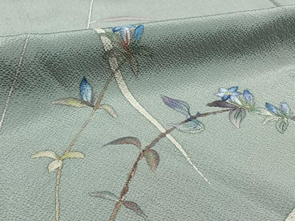 平和屋着物▽訪問着 単衣 手描き 枝花文 正絹 逸品 AAAY7248jh
