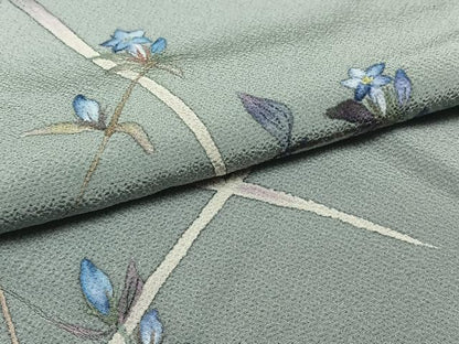 平和屋着物▽訪問着 単衣 手描き 枝花文 正絹 逸品 AAAY7248jh