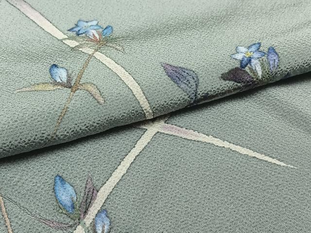 平和屋着物▽訪問着 単衣 手描き 枝花文 正絹 逸品 AAAY7248jh